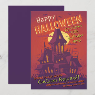Convites Aniversário do Dia das Bruxas de Spooky Haunted H
