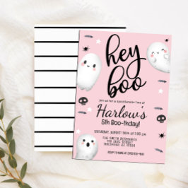 Convites Aniversário do Dia das Bruxas Rosa Boo Pastel