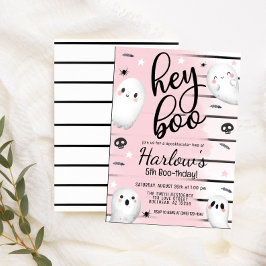 Convites Aniversário do Dia das Bruxas Rosa Boo Pastel