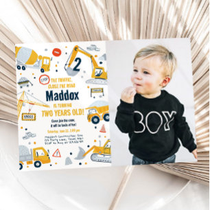 Convites Aniversário do Digger Boy do Caminhão Amarelo de C