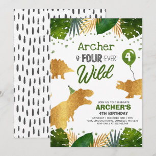 Convites Aniversário do Dinossauro Convidam Quatro Dinos S