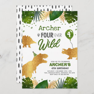 Convites Aniversário do Dinossauro Convidam Quatro Dinos Se