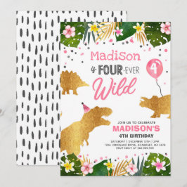 Convites Aniversário do Dinossauro Convidam Quatro Dinos Se