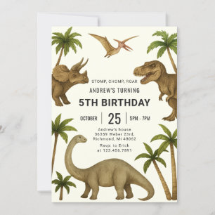 Convites Aniversário do Dinossauro Moderno Pessoal para men