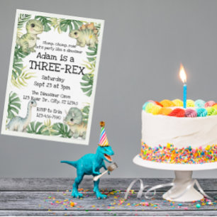 Convites Aniversário do Dinossauro Verde Cinto-Rex