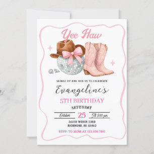 Convites Aniversário do Disco da Garota Espacial Rosa Perso