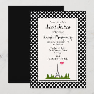 Convites Aniversário do doce dezesseis da torre Eiffel de