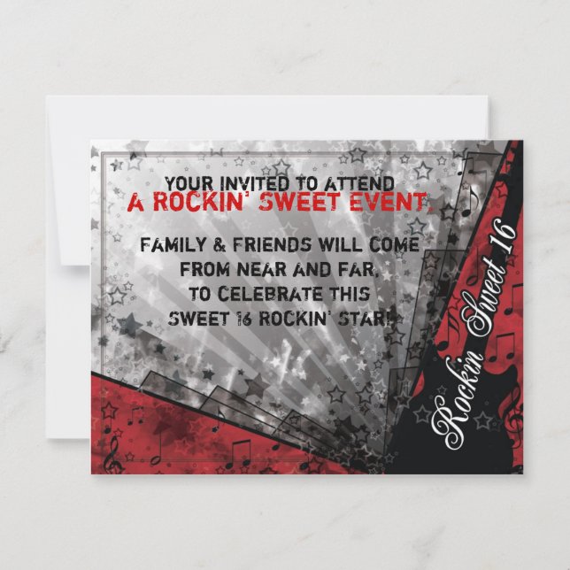 Convites Aniversário do doce dezesseis de Rockin (Frente)