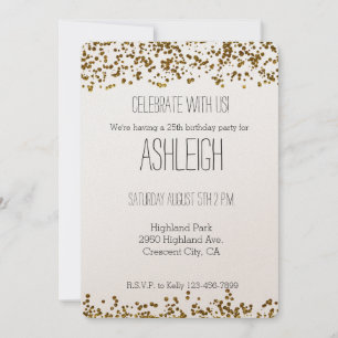 Convites aniversário do Dourado Bling Glitter Confetti