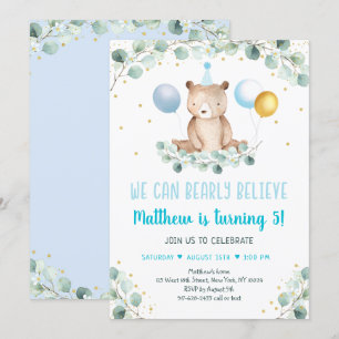 Convites Aniversário do Dourado Verde Azul