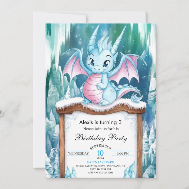 Convites Aniversário do Dragão Encantado pelo Pastel (Frente)