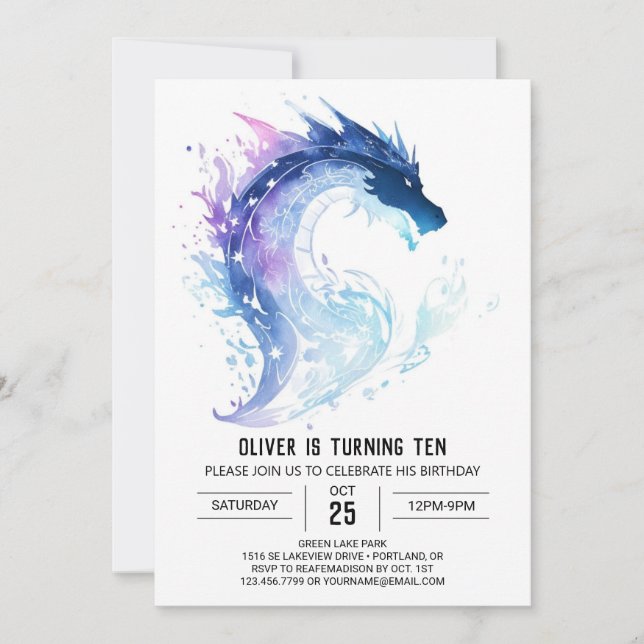 Convites Aniversário do Dragão Fantasy Kids (Frente)