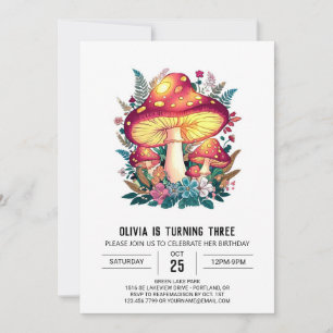 Convites Aniversário do Dreamel Pastel Digital Mushroom
