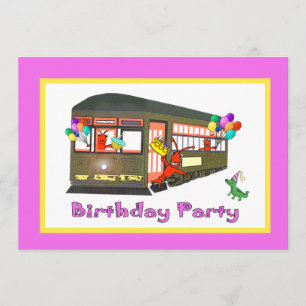 Convites Aniversário do eléctrico de Nova Orleães (rosa)