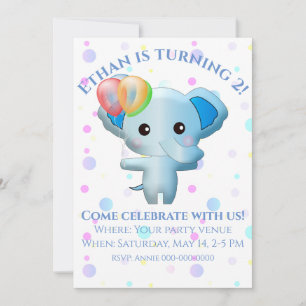 Convites Aniversário do Elefante de Menino Azul Bonito
