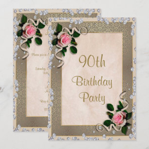 Convites Aniversário do Elegant Framed Pink Roses 90