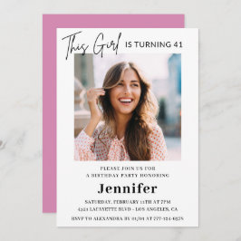 Convites Aniversário do Elegant Modern Pink Foto 41rua