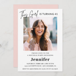 Convites Aniversário do Elegant Modern Pink Foto 41rua