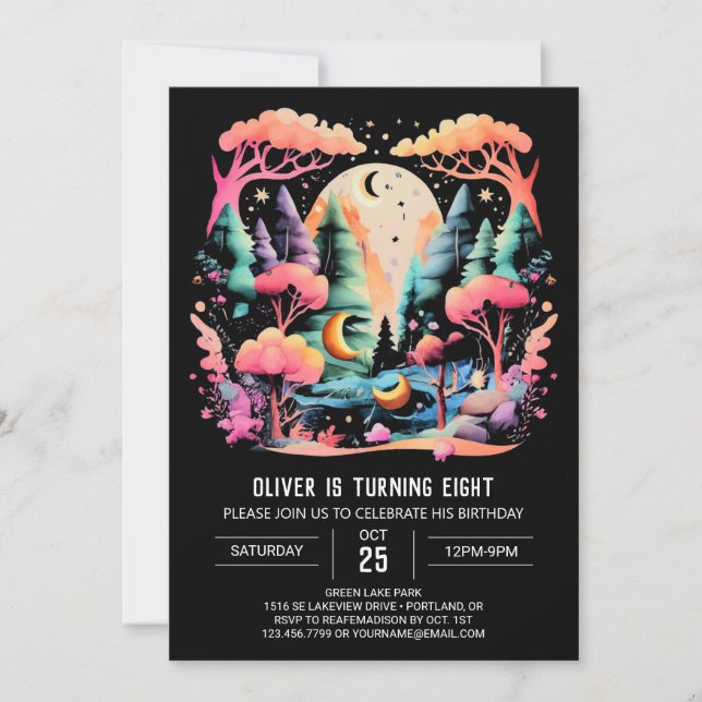 Convites Aniversário do Elegant Online Woodland (Frente)