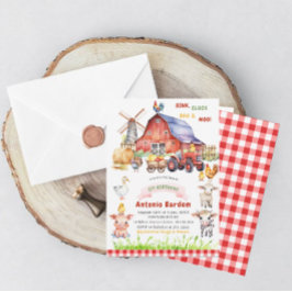 Convites Aniversário do Elegant Watercolor Fazenda Baby 2ru