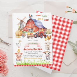 Convites Aniversário do Elegant Watercolor Fazenda Baby 3ru