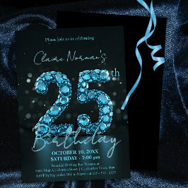 Convites Aniversário do Elegante 25 Azul e Negro