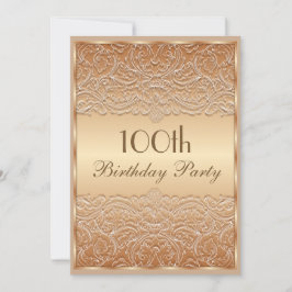 Convites Aniversário do Elegante Bronze Lace 100º