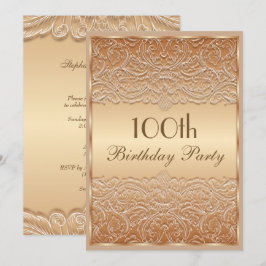 Convites Aniversário do Elegante Bronze Lace 100º