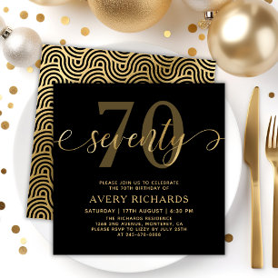 Convites Aniversário do Elegante Dourado Ssetenta Scripts d