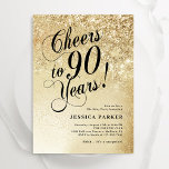 Convites Aniversário do Elegante Dourado Surprise 90<br><div class="desc">Convite de aniversário de 90 surpresa elegante. Design elegante em ouro brilhante e preto. Possui fonte e confete de script de tipografia. Perfeito para uma comemoração de um dia de mulher na moda. Personalize com seus próprios detalhes. Envie-me uma mensagem se precisar de idade personalizada. Impressos convites Zazzle ou modelo...</div>