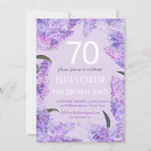 Convites Aniversário do Elegante Floral do 70 Floral Purple