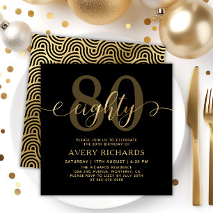 Convites Aniversário do Elegante Oitavo e Dourado Script Bl
