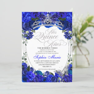 Convites Aniversário do Elegante Royal Blue Silver Quincea