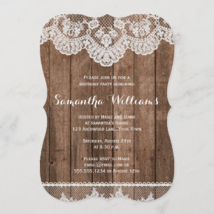 Convites Aniversário do Elegante Russo Country Wood & Lace