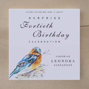 Convites Aniversário do Elegante Watercolor Bluebird Surpri