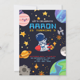 Convites Aniversário do Espaço Exterior com Astronautas e P