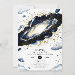 Convites Aniversário do Espaço Galáctico com Aquarelas
