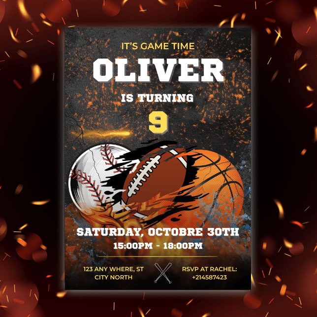 Convites Aniversário do esporte do ouro negro (Criador carregado)