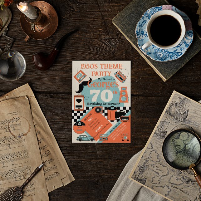 Convites Aniversário do Estilo de 50 (Criador carregado)