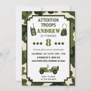 Convites Aniversário do Exército com Camuflagem Pessoal