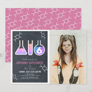 Convites Aniversário do Experimento de Ciência com Menina d