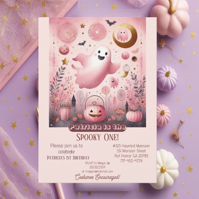 Convites Aniversário do Fantasma Ghouls Amigo de Uma Tripul (Spooky One Boo Crew Friendly Ghost Ghouls Birthday Invitation)