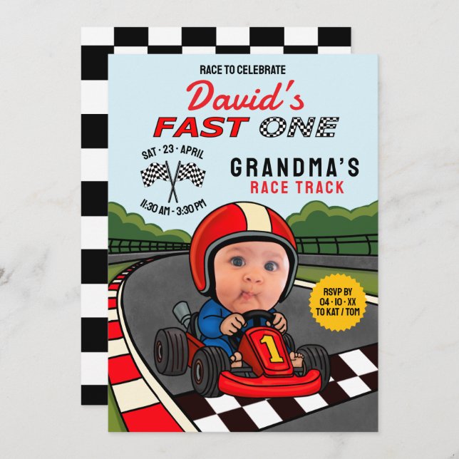 Convites Aniversário do Fast ONE Racer (Frente/Verso)