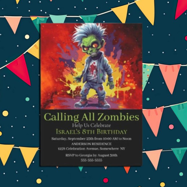 Convites Aniversário do Fim do Mundo Menino Zumbi (Zombie Walkers,  Your birthday party won't be complete without an array of gruesome zombie props! )