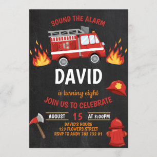 Convites Aniversário do Fireboat Boy Chalkboard