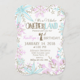 Convites Aniversário do Floco de Neve da Wonderland de inve