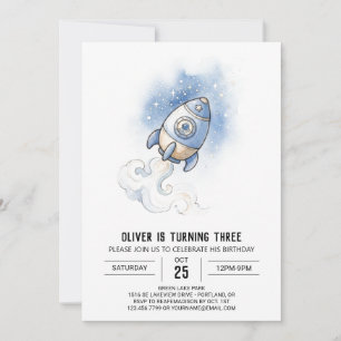 Convites Aniversário do Foguete Espacial Estrelado