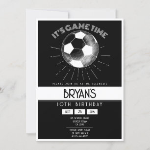 Convites Aniversário do Futebol Branco com retrô simples