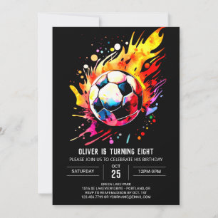 Convites Aniversário do Futebol de Aquarela de Esporte Magn