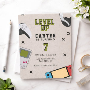 Convites Aniversário do Gamer Level Up